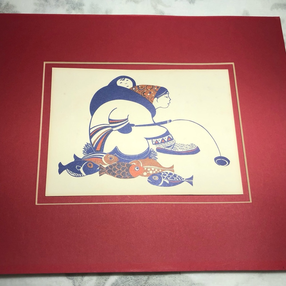 Rie Muñoz "Ice Fishing" serigraph